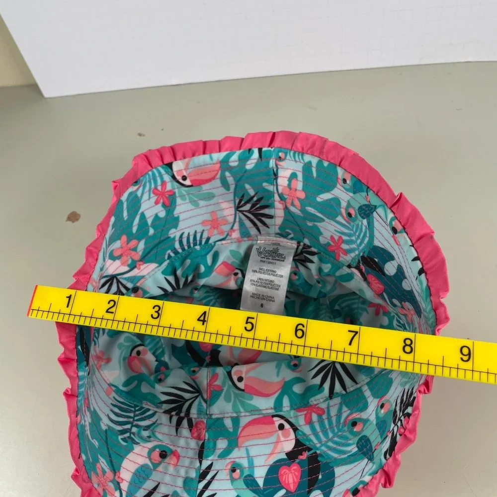 U.S. Skidz UPF 50+ Sun Hat Beach Pool Vacation Hot Pink‎ Flamingo Size 6
